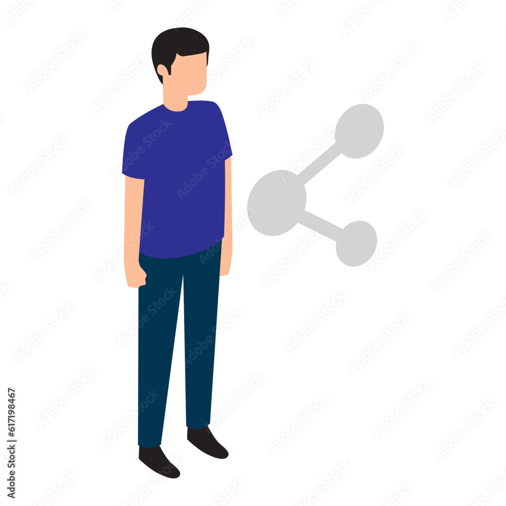 Isolated person with a share link icon Vector Isolated person with a share link icon Vector