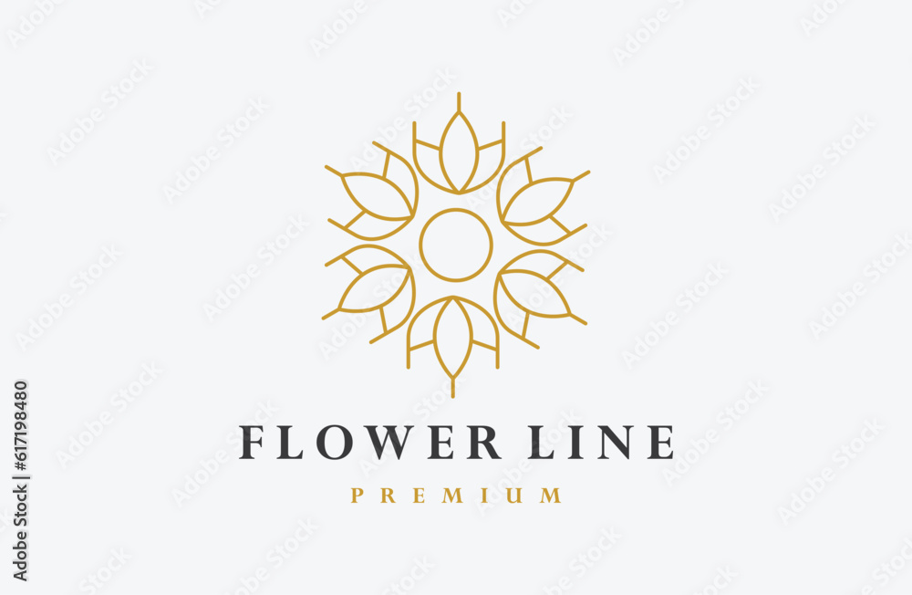 Fototapeta premium Flower Abstract logo Beauty Spa salon Cosmetics brand Linear.