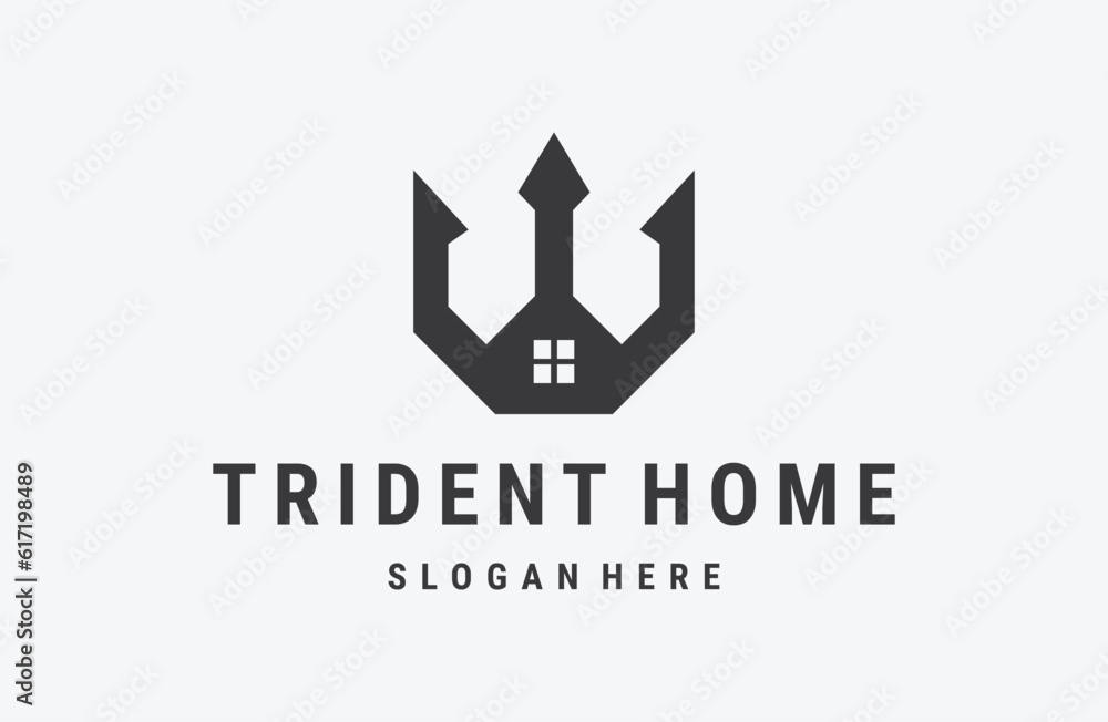 Vector logo of a trident in the shape of a house. Vector logo of a trident in the shape of a house.