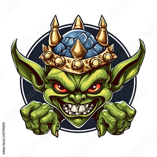 green goblin in a crown logo on a transparent background, generative ai