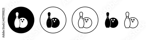 Bowling icon set for web and mobile app. bowling ball and pin sign and symbol.