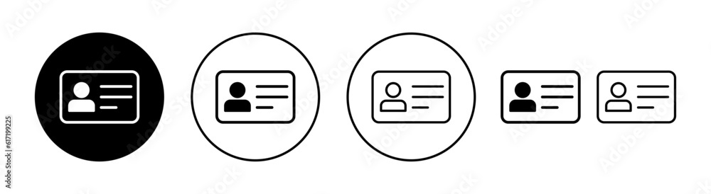 License icon set for web and mobile app. ID card icon. driver license, staff identification card License icon set for web and mobile app. ID card icon. driver license, staff identification card