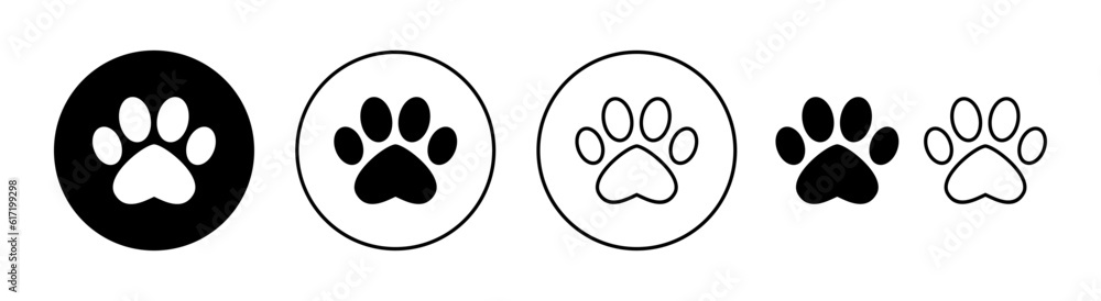 Paw icon set for web and mobile app. paw print sign and symbol. dog or cat paw Paw icon set for web and mobile app. paw print sign and symbol. dog or cat paw