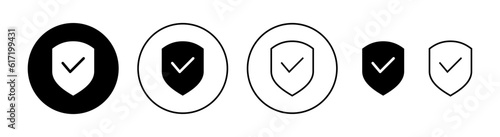 Shield check mark icon set for web and mobile app. Protection approve sign. Insurance icon