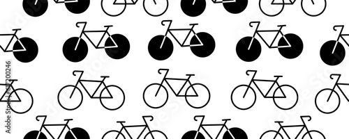 black white bicycles seamless pattern photo
