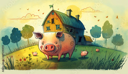 Pig in the barnyard. He looks really happy. Happiness is a decision. photo