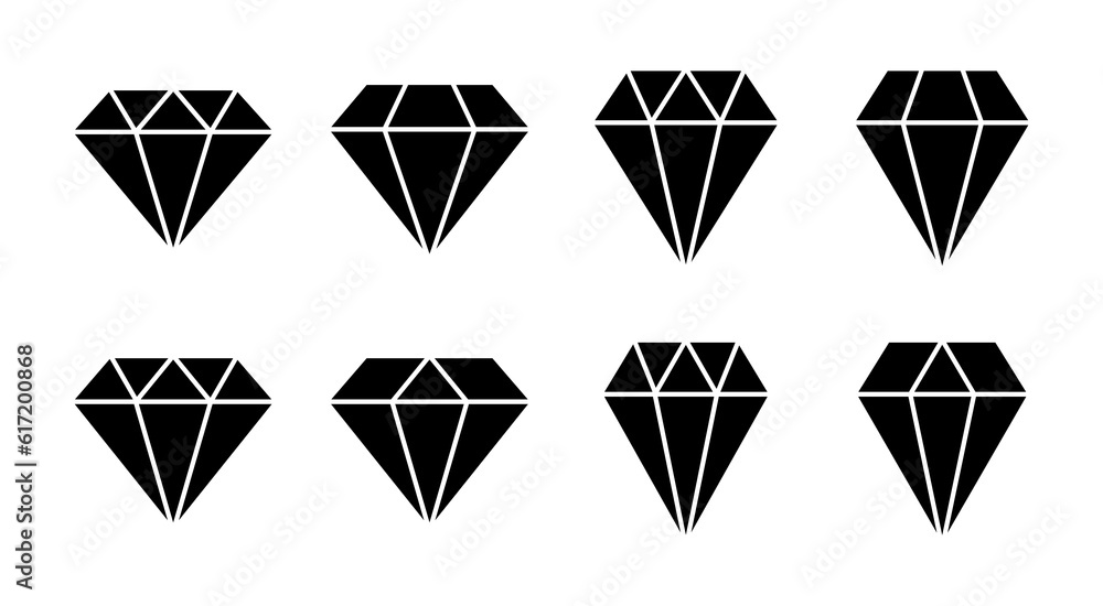 Diamond icon set illustration. diamond gems sign and symbol Diamond icon set illustration. diamond gems sign and symbol