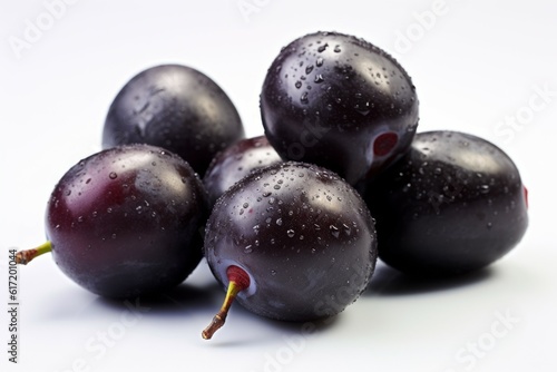 Appetizing tasty plums. The concept of proper nutrition and vitamins in the crop. AI generated, human enhanced.