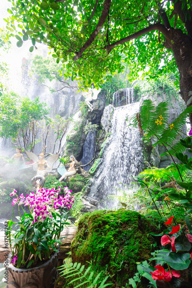 waterfall in the forest, nature concept background.