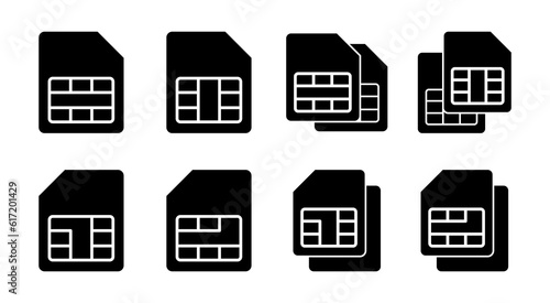Sim card icon set illustration. dual sim card sign and symbol