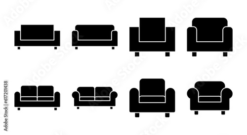 Sofa icon set illustration. sofa sign and symbol. furniture icon
