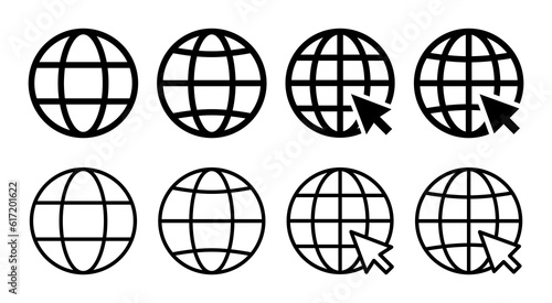 Web icon set illustration. go to web sign and symbol. web click icon. Global search icon