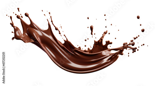 Chocolate Splash on transparent png, easy to use- Generative AI