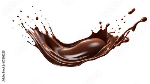 Chocolate Splash on transparent png, easy to use- Generative AI