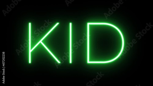 Wallpaper Mural Flickering neon green glowing kid sign animated black background Torontodigital.ca