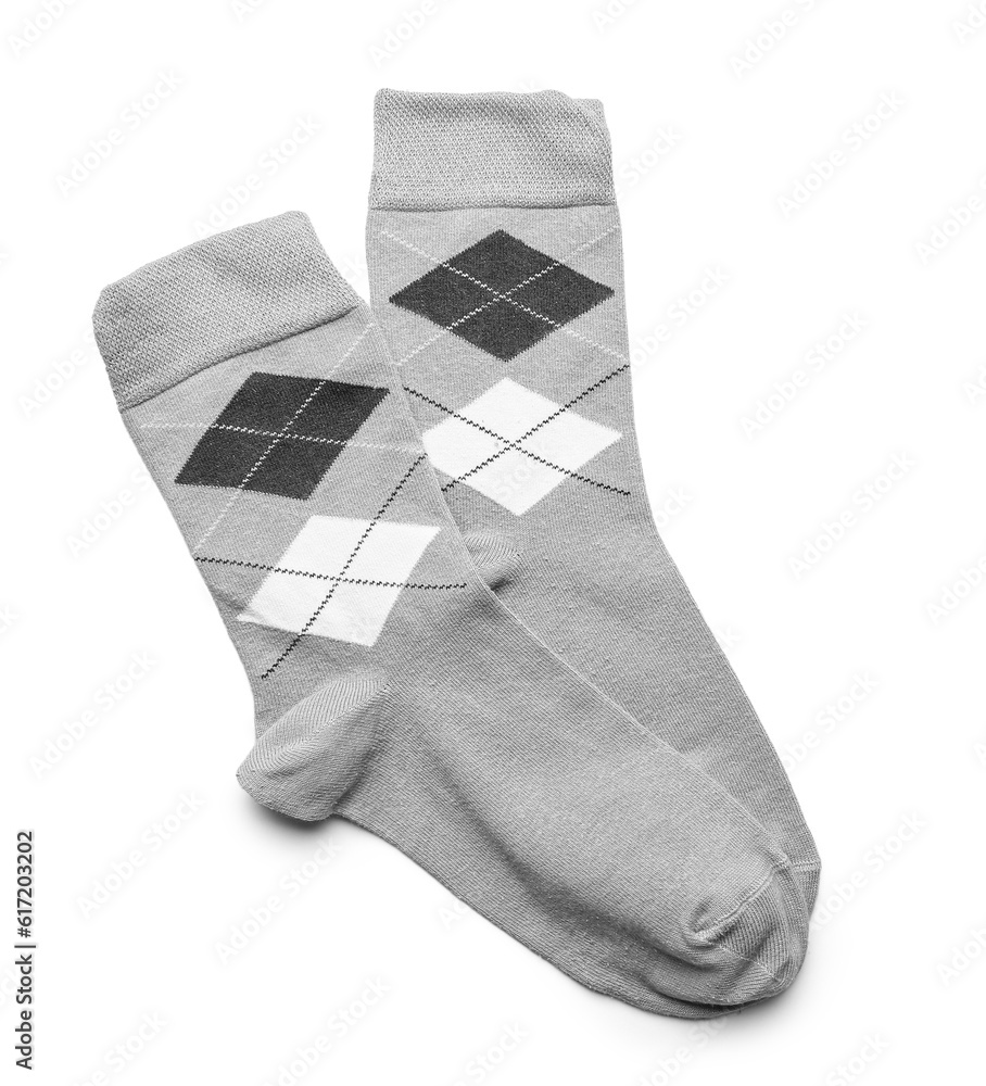 Pair of cotton socks on white background Pair of cotton socks on white background