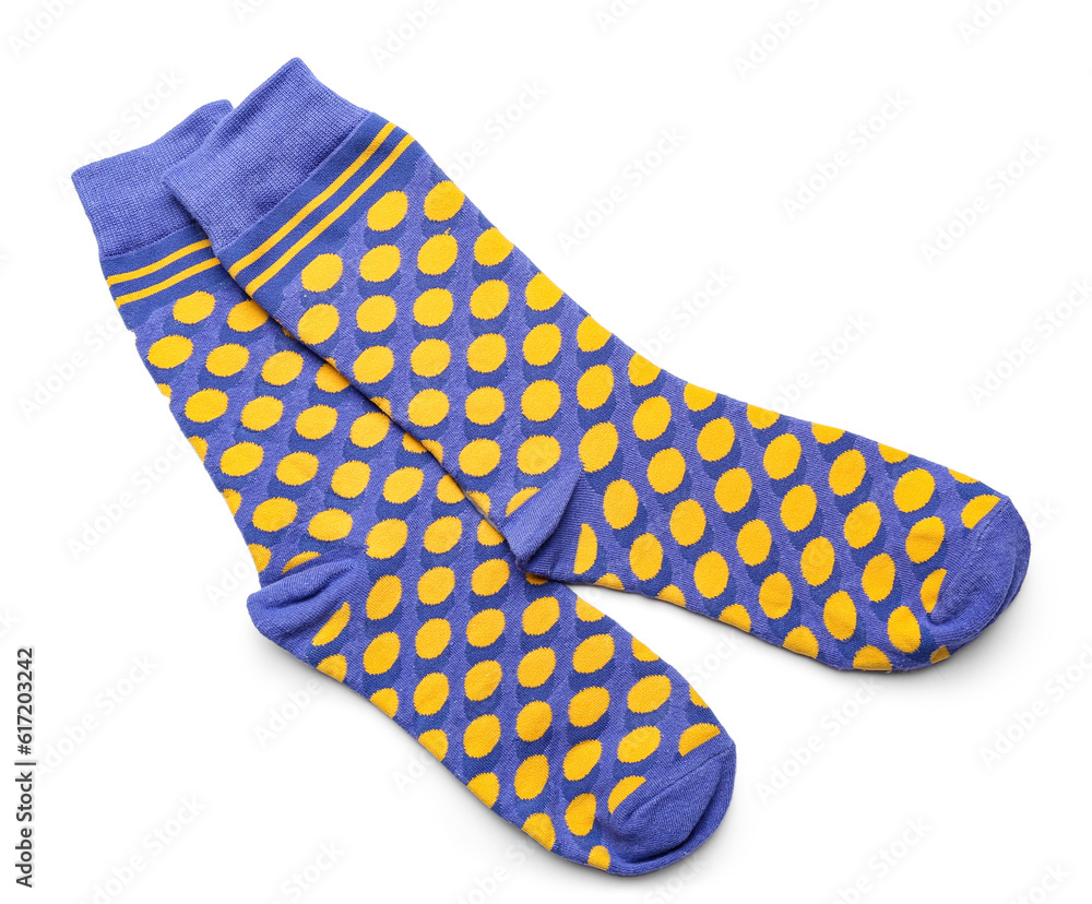 Pair of soft cotton socks on white background Pair of soft cotton socks on white background
