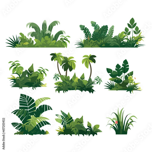 jungle set vector flat minimalistic isolated illustration