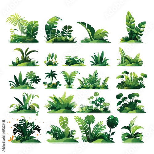 Canvastavla jungle set vector flat minimalistic isolated illustration