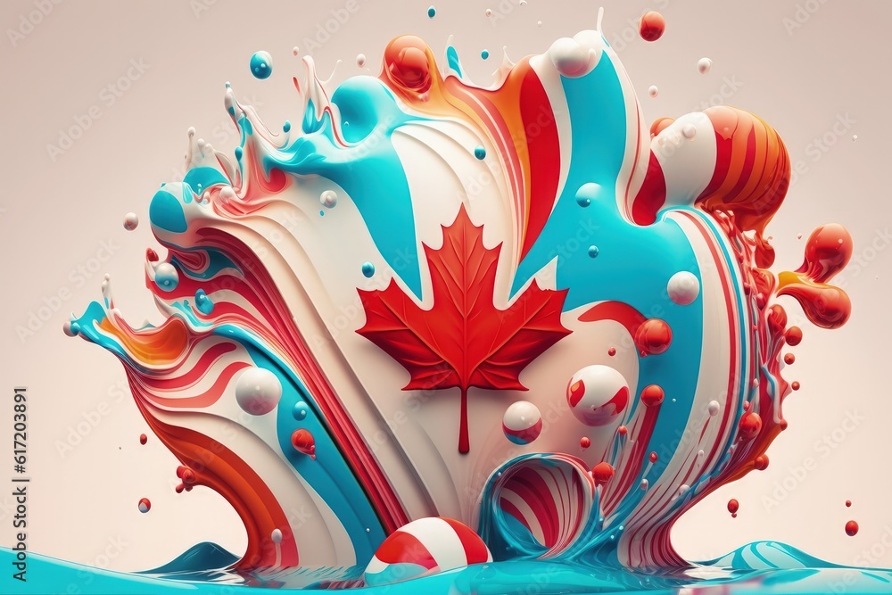 Obraz premium Happy Canada day, Dominion . Maple leafposter for celebrate national day of Canada.1st of July celebration background. Canada independence patriotism card. Canada flag, red maple leaf.