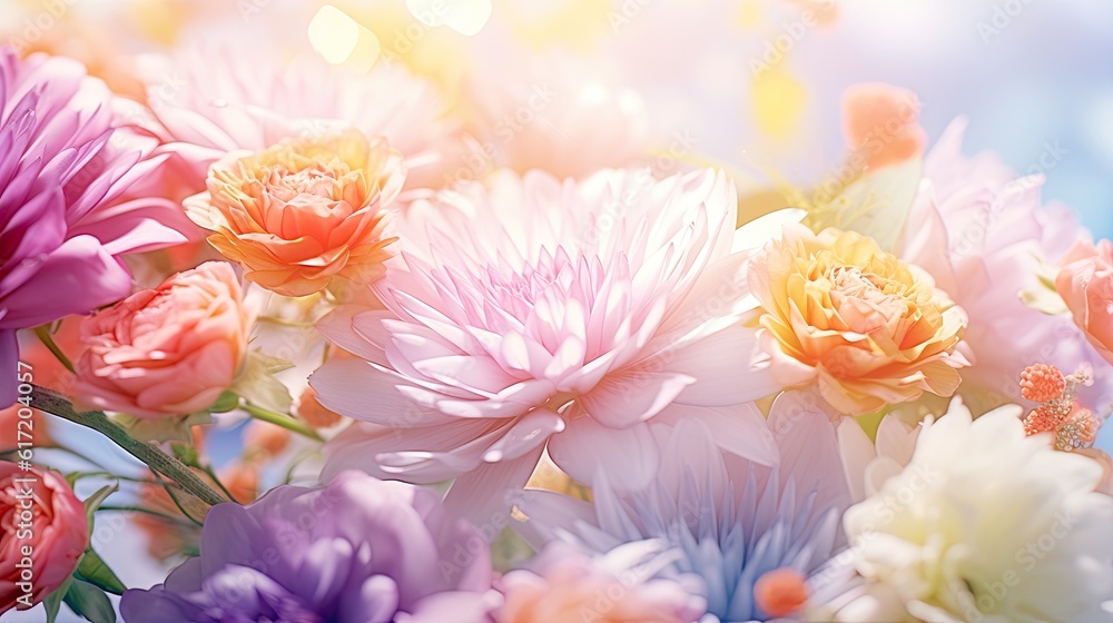 Fototapeta premium close up blossom floral bouquet decoration made with Generative AI