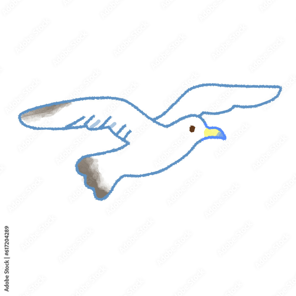 Obraz premium 空飛ぶカモメのシンプルなイラスト