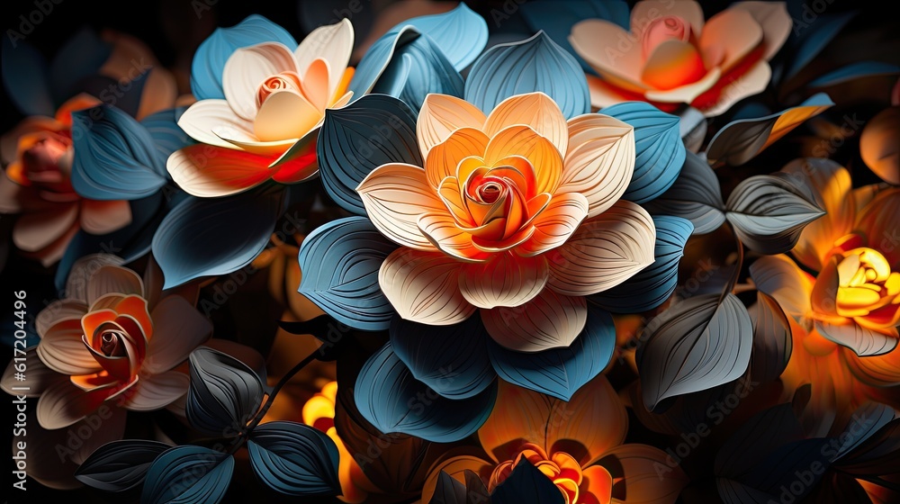 Obraz premium close up kirigami style blossom floral single gardenias flower decoration made with Generative AI