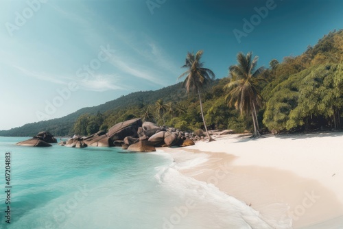 Tropical Beach Relaxing View Backdrop Generative AI