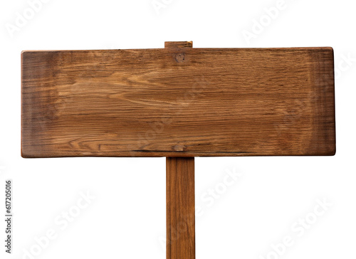Close up of an empty wooden sign  isolated on white and transparent background