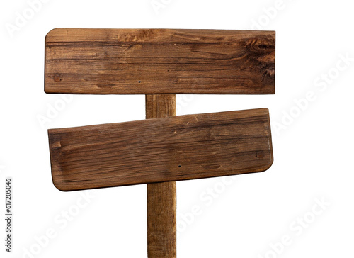 Close up of an empty wooden sign, isolated on white and transparent background © Uuganbayar
