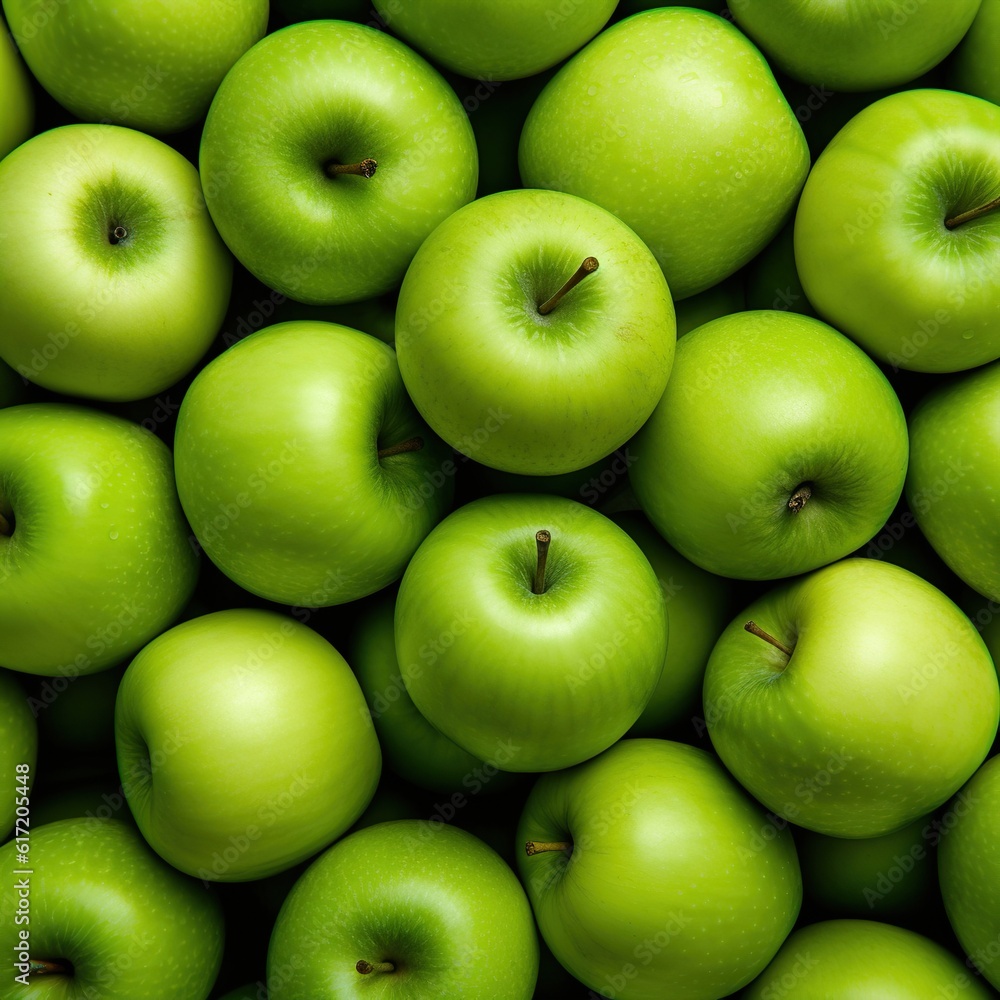 Fresh green apples in store, top view Fresh green apples in store, top view