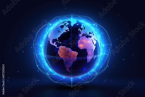 night earth globla internet connection of metaverse network digital communication 3d background photo