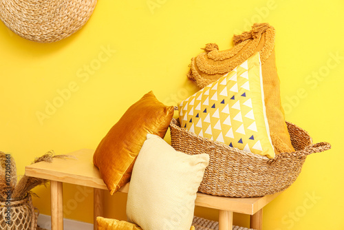 Cozy home decor with yellow...