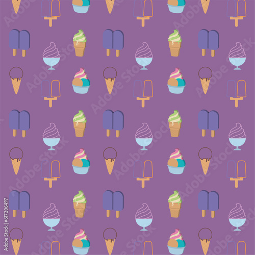 Colored seamless pattern background with ice cream icons Vector