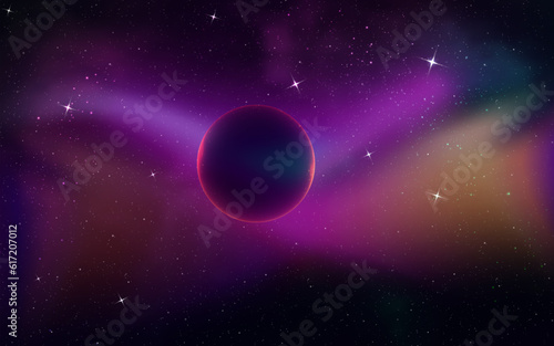  A vector illustration of the planets in the universe with nebula as a background.