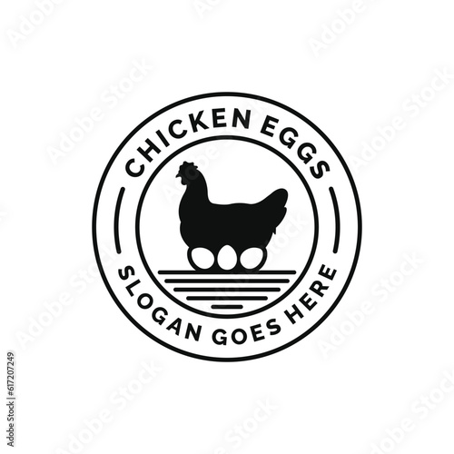 Chicken eggs farm logo design vector