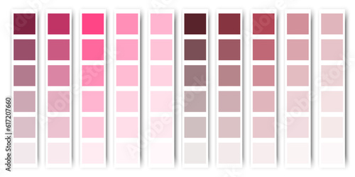 Pink color palette. Pink pastel tone texture. Vector illustration. stock image.