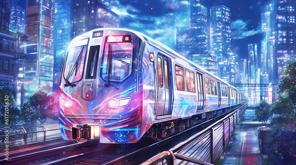 Fototapeta premium 列車イラスト,Generative AI AI画像