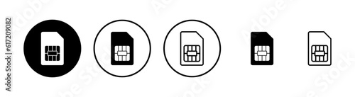 Sim card icons vector set. Mobile slot icon. Mobile cellular phone sim card chip.