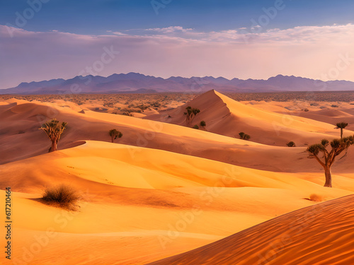 vast desert with sand dunes stretching,generative ai