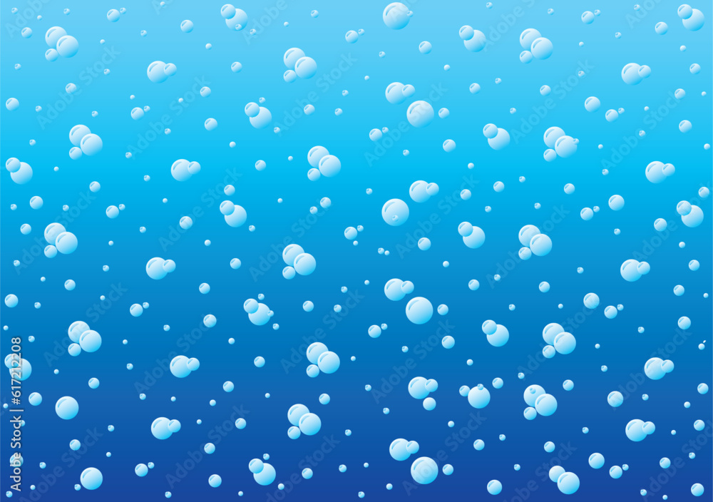 Patterned vector water drops on a blue background. Background with blue gradient and variable theme with drops, snowflakes or bubbles.