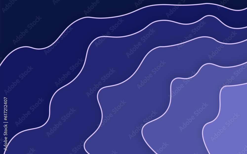 Abstract blue paper cut vector realistic relief. Background template for banners, flyers, presentations.