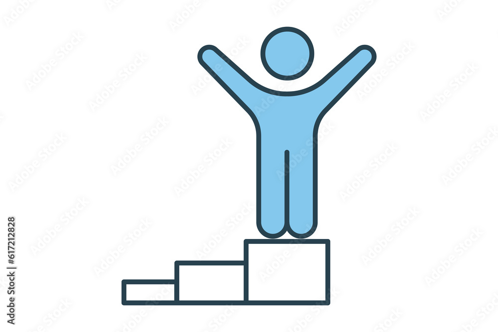 Winner podium icon. icon related to Champion, winner, success. Flat line icon style design. Simple vector design editable Winner podium icon. icon related to Champion, winner, success. Flat line icon style design. Simple vector design editable