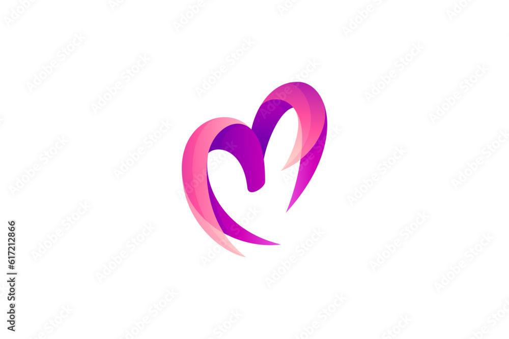 Heart logo in 3D design style Heart logo in 3D design style