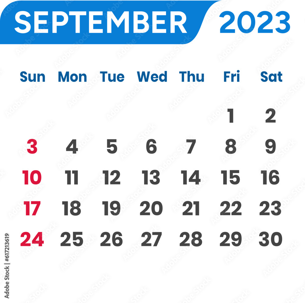 september 2024 calendar. monthly 2024 calendar Stock Vector Adobe Stock