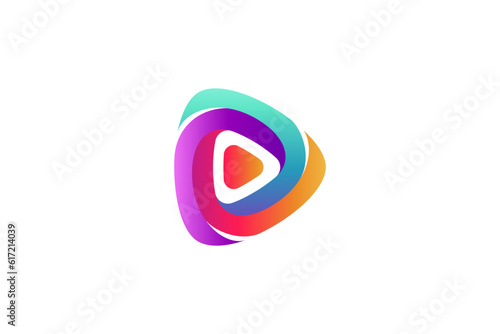 Media play colorful gradient 3D logo template