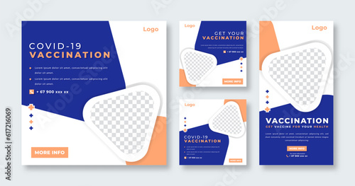 Medical vaccination Social Media Post for Online Marketing Promotion Banner, Story and Web Internet Ads Flyer