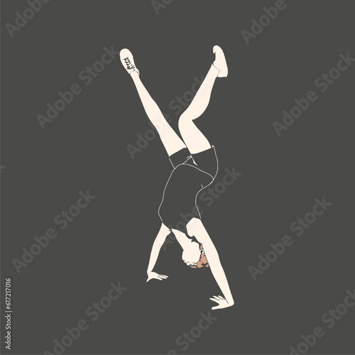 Young female workout. Sport girl doing fitness exercise. Casual sportwear - t-shirt, breeches and sneakers. Young woman wearing workout clothes. Sport fashion girl outline in urban casual style.
