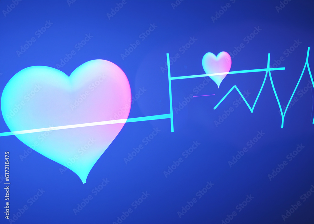 abstract heat symbol hologram, health medical or care concept created with generative ai technology