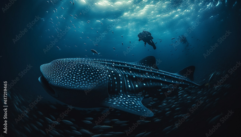 Fototapeta premium Deep sea diving adventure exploring the beauty of underwater nature generated by AI